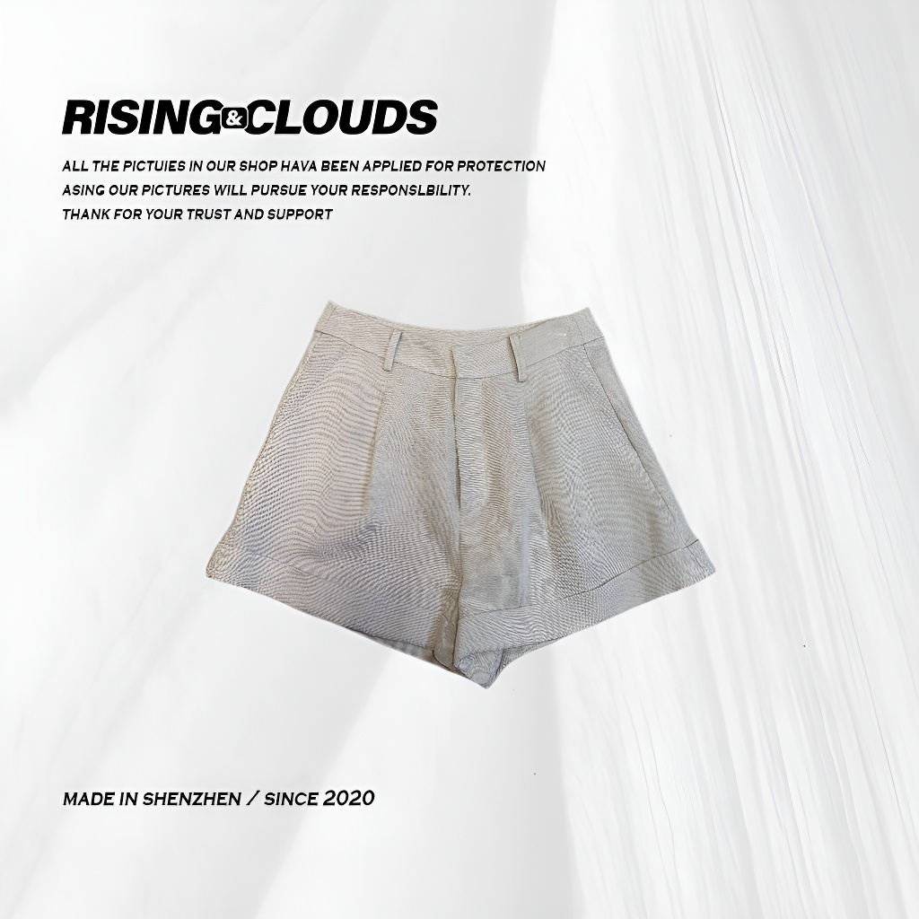 RISING&CLOUDS现【燕麦】舒适百搭休闲显瘦早春亚麻短裤010104