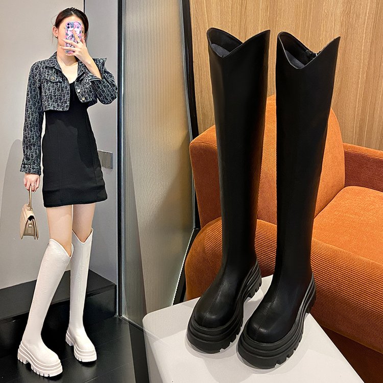 【7厘米跟+过膝】秋冬时装靴瘦瘦靴骑士小个子小腿粗靴子长筒