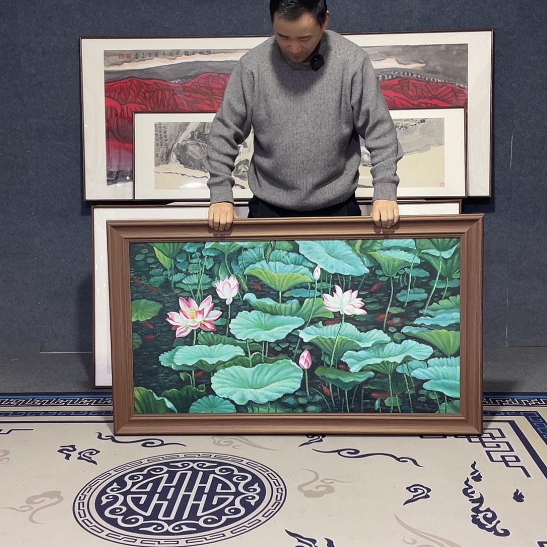 国画手绘画作品带框