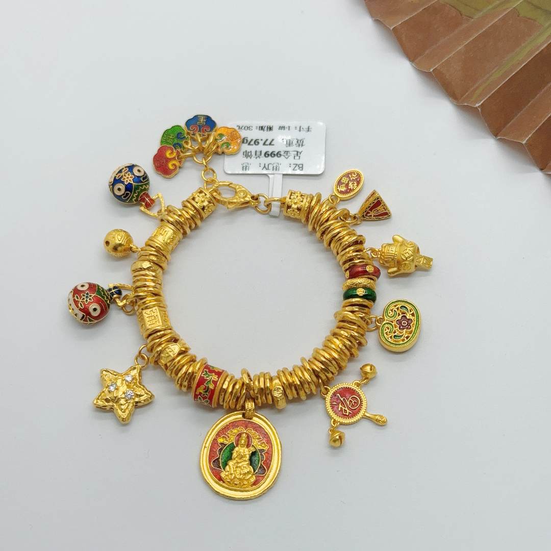 足金999手工盘缠 卡7  生肖守护 14CM 77.97