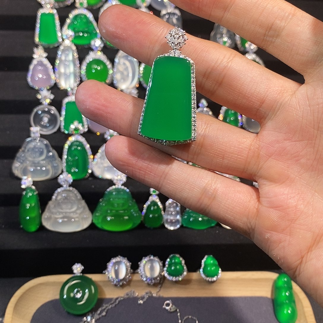 银S925镶嵌吊坠玛瑙/玉髓