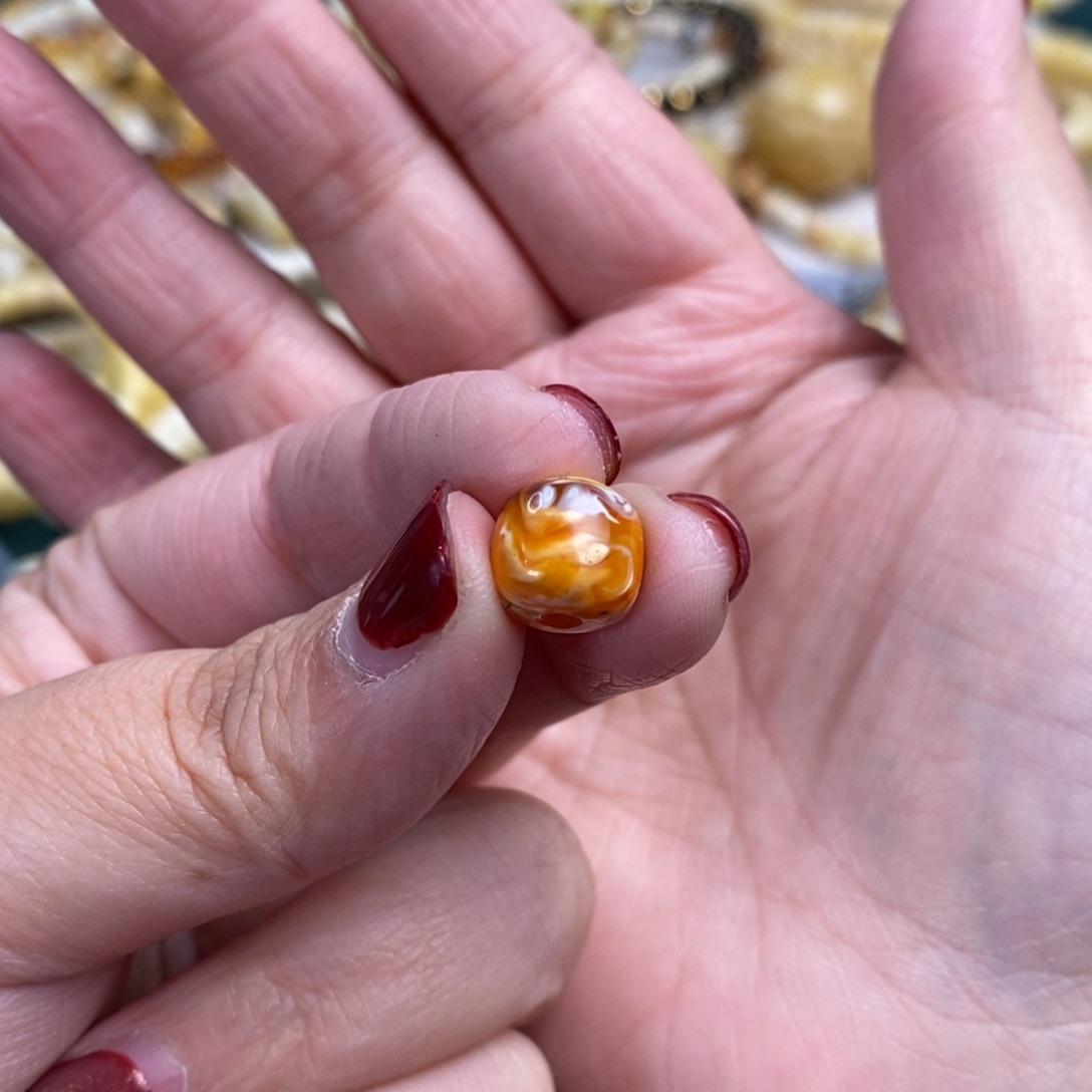 琥珀裸石未镶嵌老花蜡老型单珠10×9