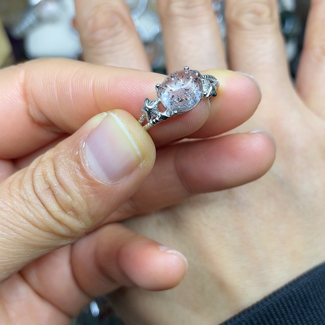 【闪购商品】银S925镶嵌珠宝半成品水晶南**吖戒指