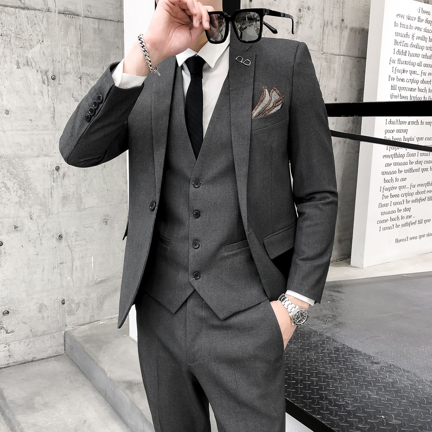 韩韩古着vintage欧美日制慵懒风马甲西装格纹气质百搭男女复古风