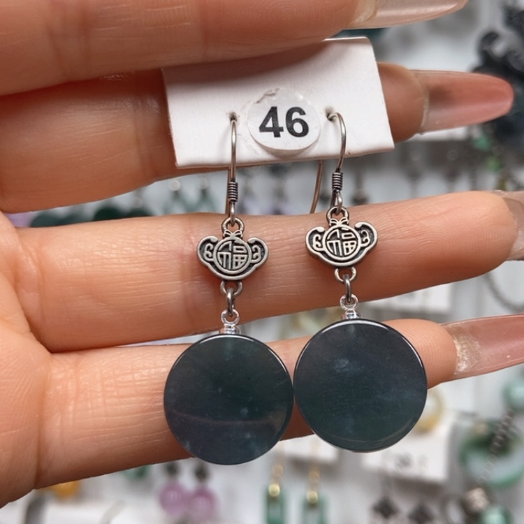 【闪购商品】翡翠耳饰银S925镶嵌耳饰