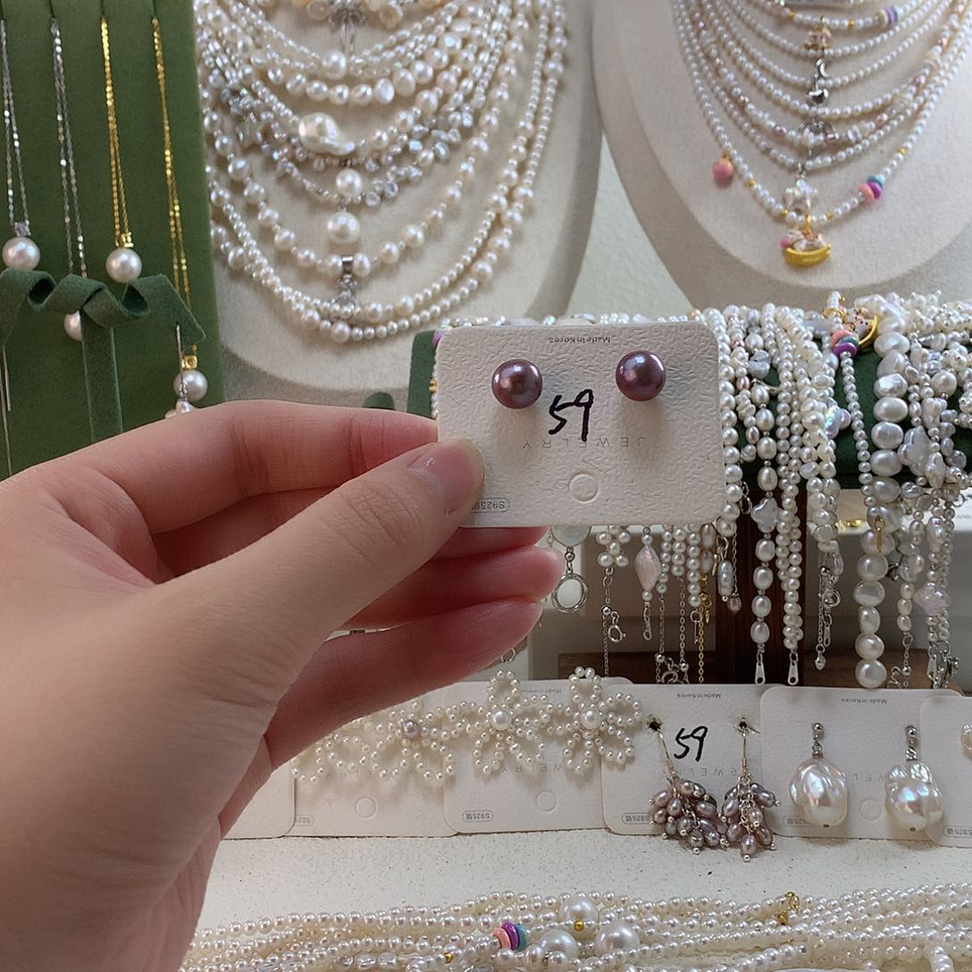 银S925镶嵌淡水珍珠耳饰