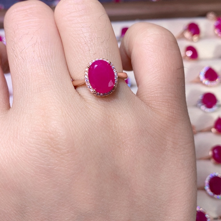 红宝石戒指银S925镶嵌