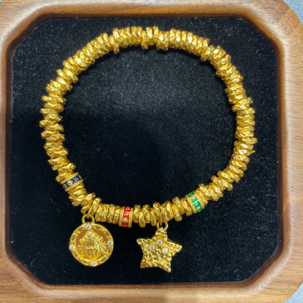 足金999黄财财 星星 盘缠手串