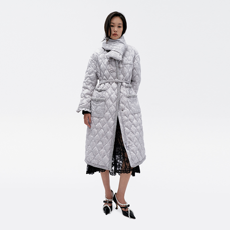 【陈大可专属】LE FAME/拉飞姆老钱风中式提花廓形长款羽绒服女