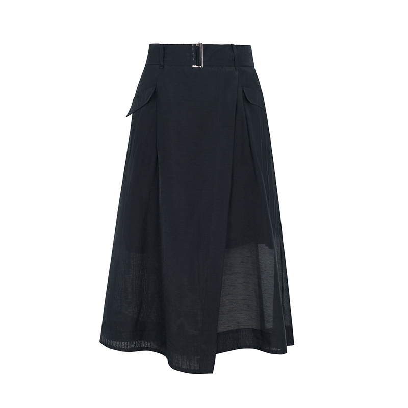 【直播专享】商场同款高腰A字廓形天丝麻半裙N165A32669