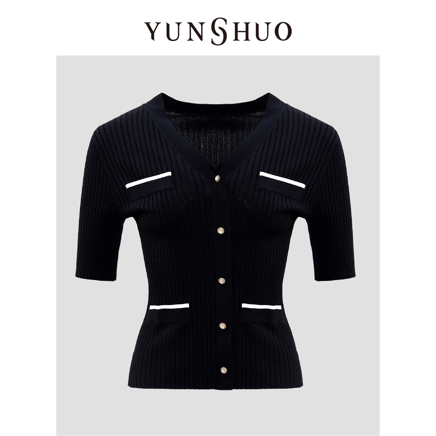 YUNSHUO允硕2024新款夏季时尚百搭休闲显瘦经典毛开衫725026