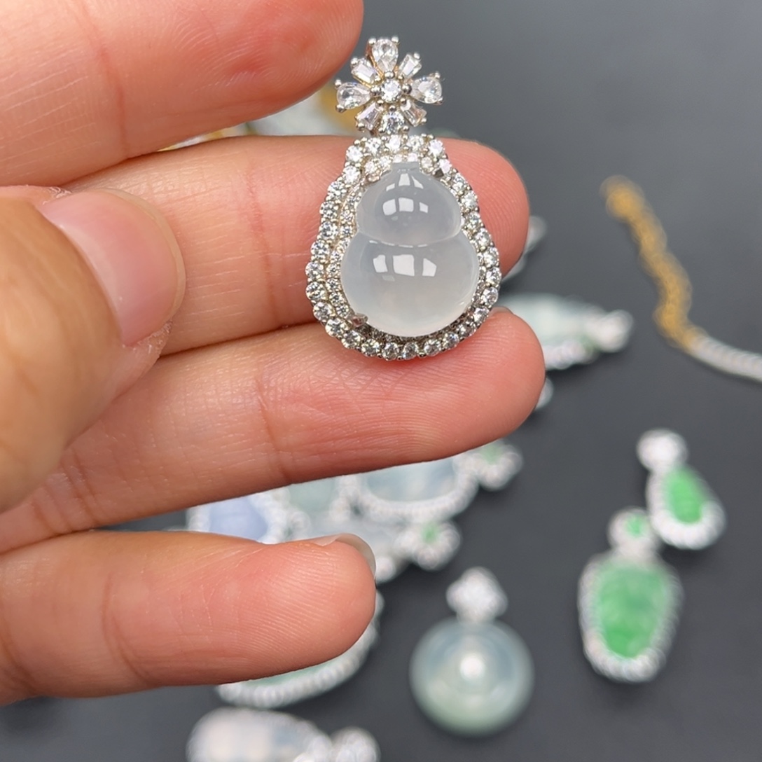 翡翠银S925镶嵌吊坠(不含链)