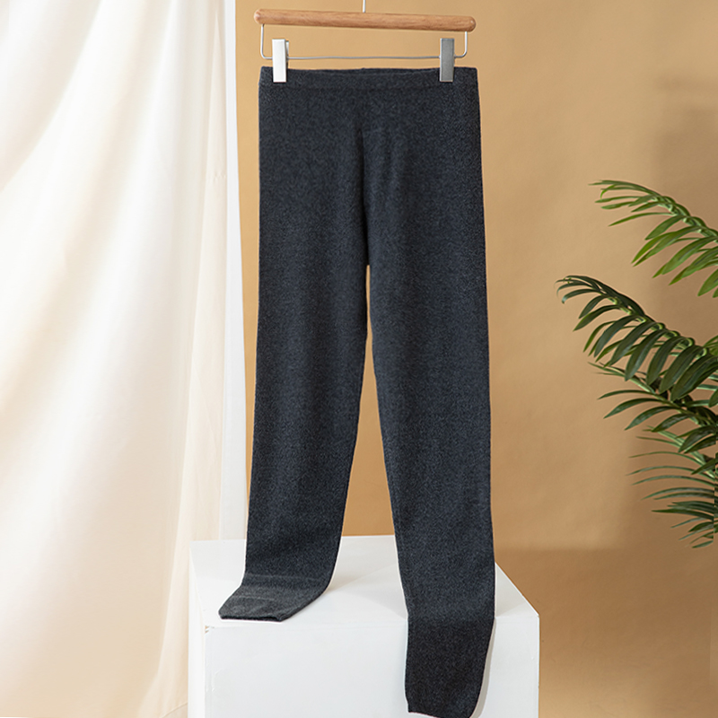  14微米12针28支100%小山羊绒男士修身打底裤弹力内穿针织保暖裤