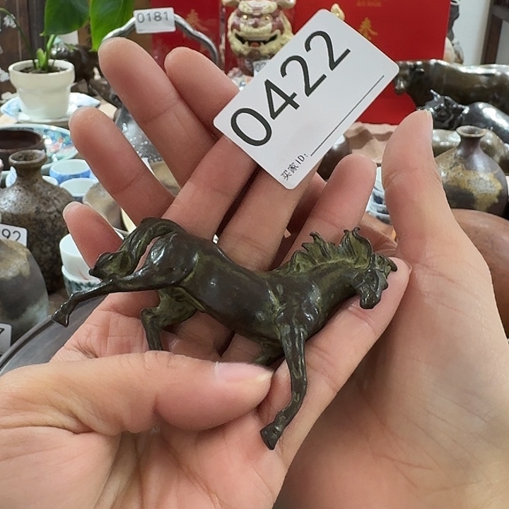 茶叶盒茶具小马摆件铜