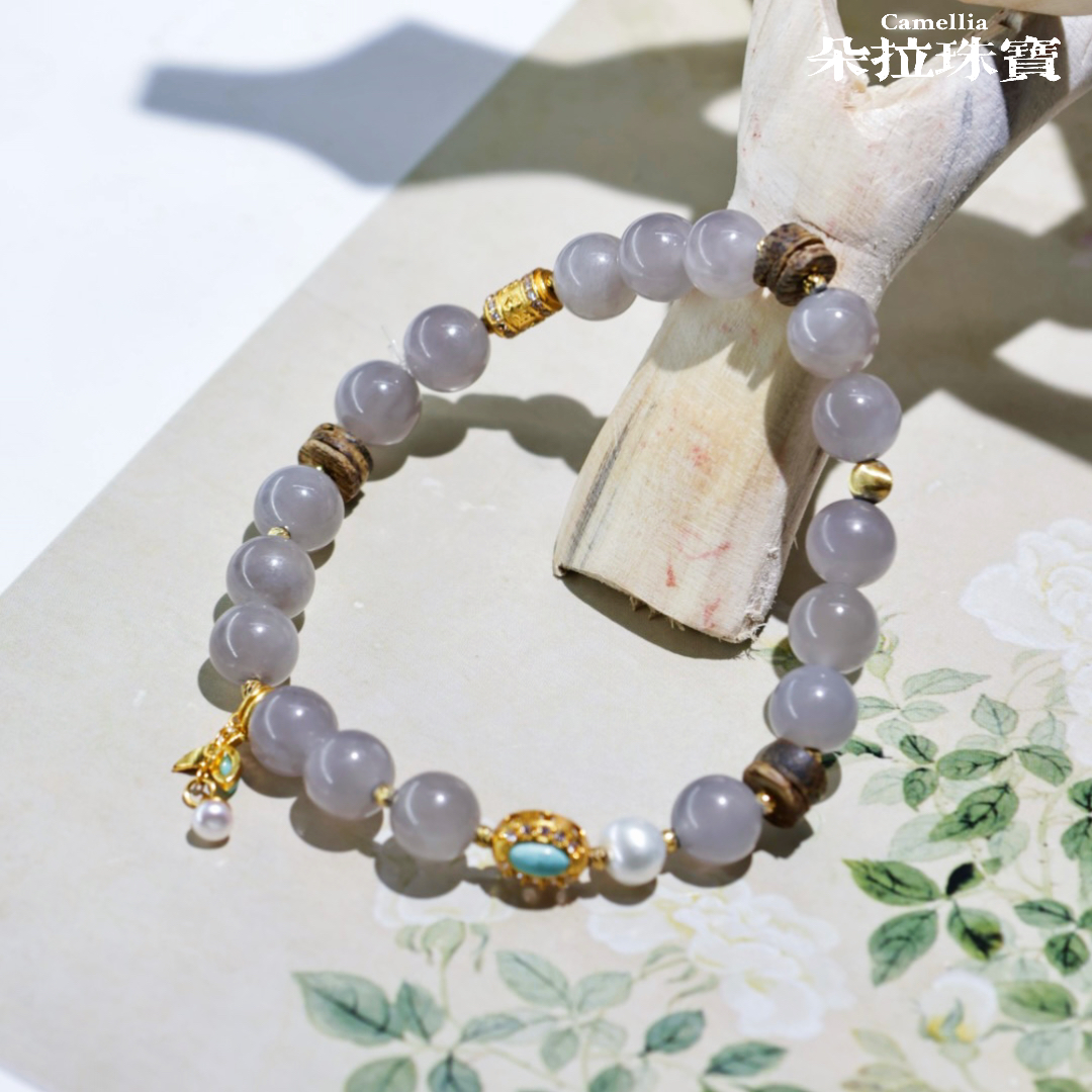 朵拉珠宝 H1-2815 和田烟紫玉手串 多样性发其一