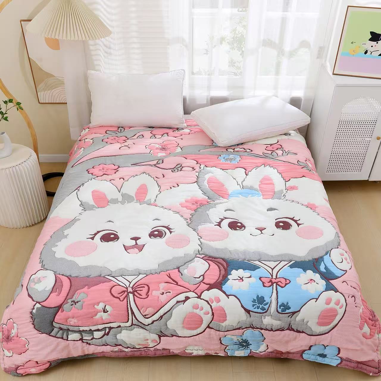 可爱兔（云柔泡芙被）2*2.3米四季通用透气性好