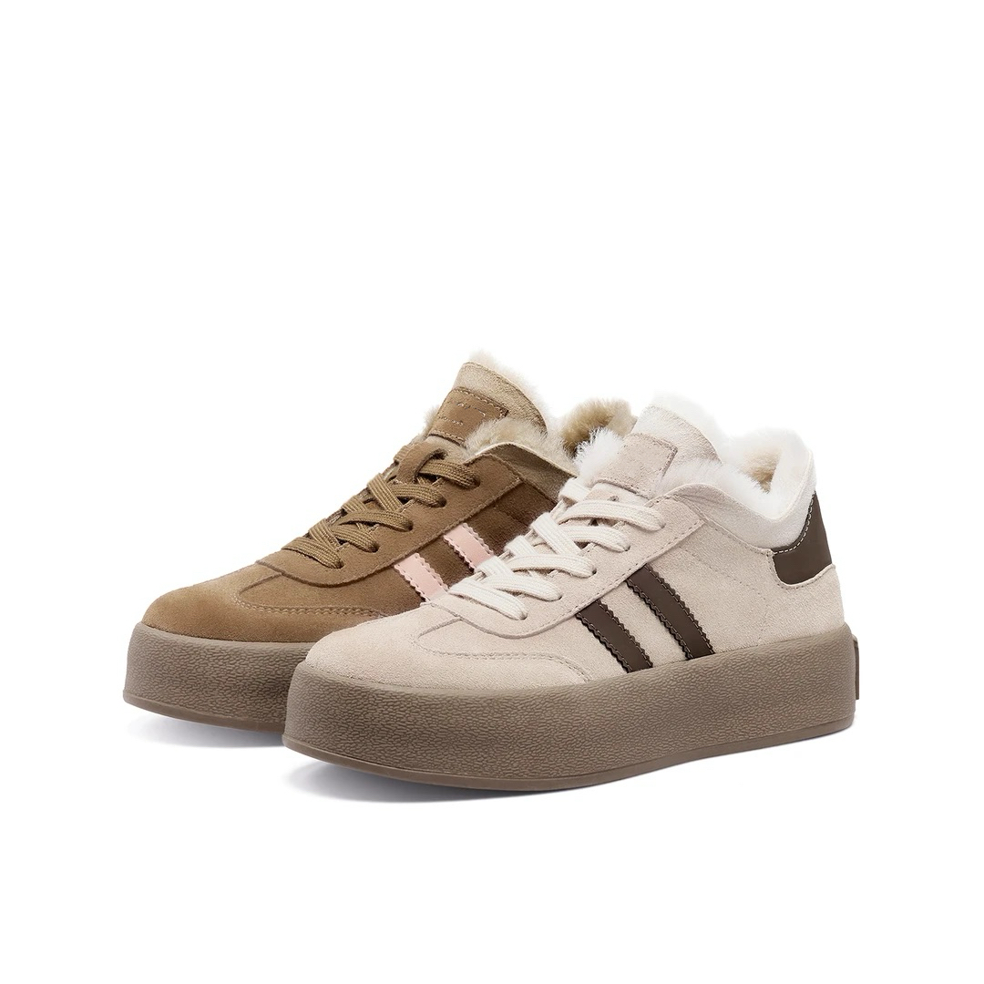 【品牌补贴】加绒保暖百搭休闲板鞋德训鞋冬季厚底棉鞋小短靴女鞋