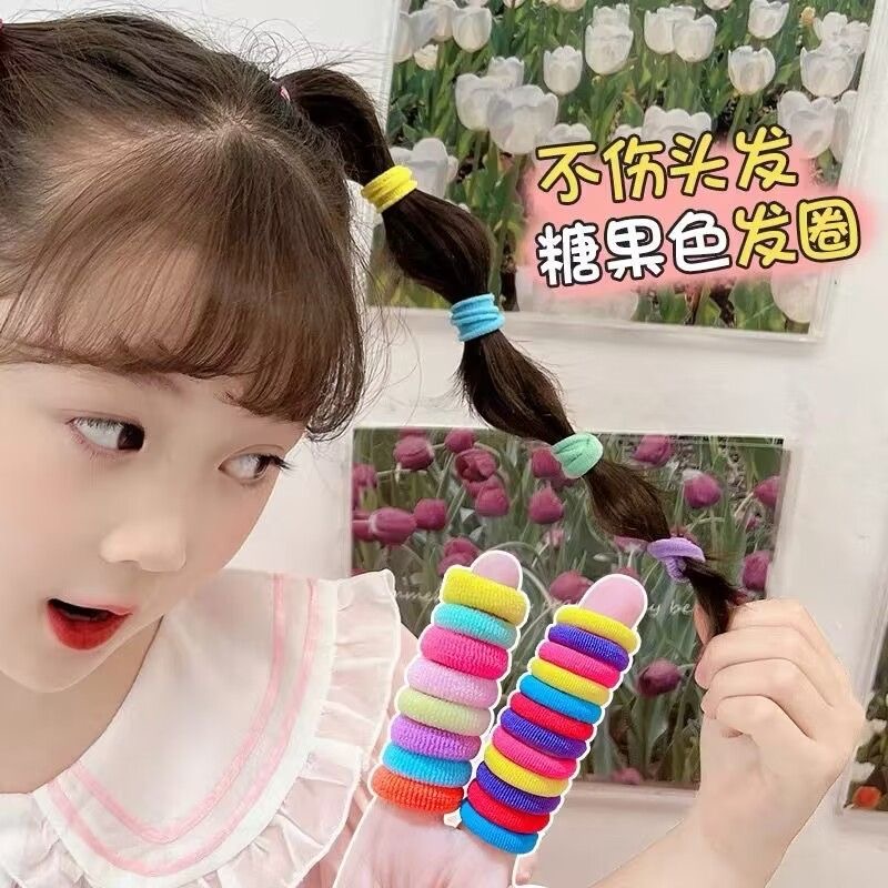 新款弹性好小圈女头绳高弹力彩色小皮筋毛巾圈不伤发发绳儿童发圈