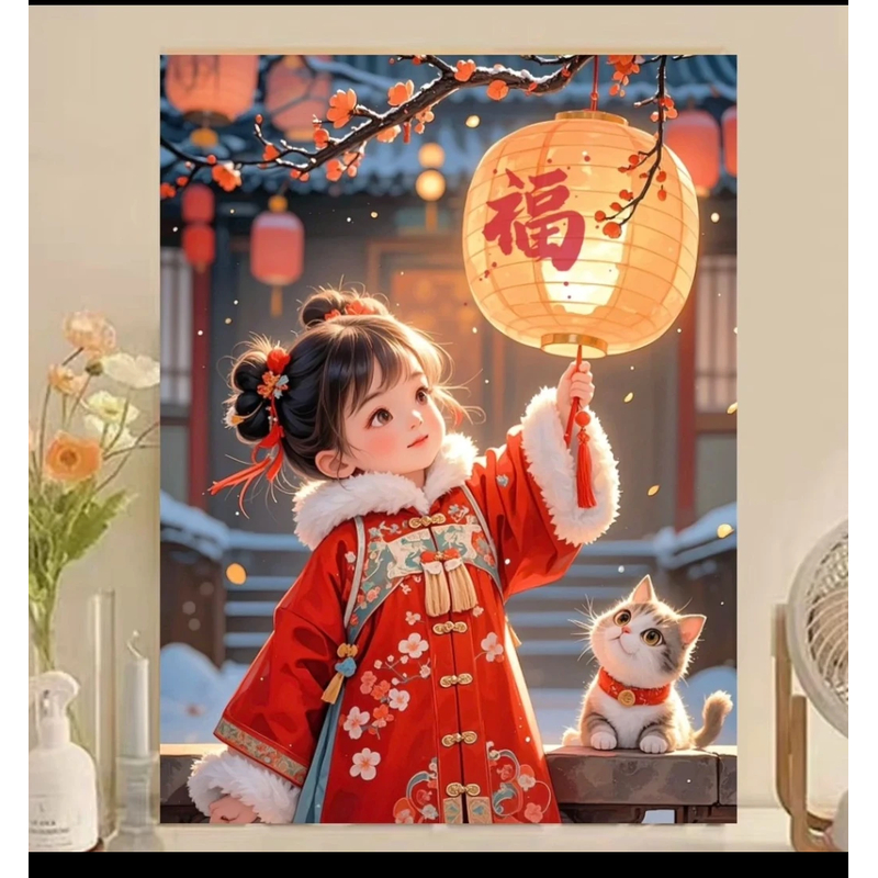 针情针艺十字绣送福女孩大格 65*80厘米 满绣57色