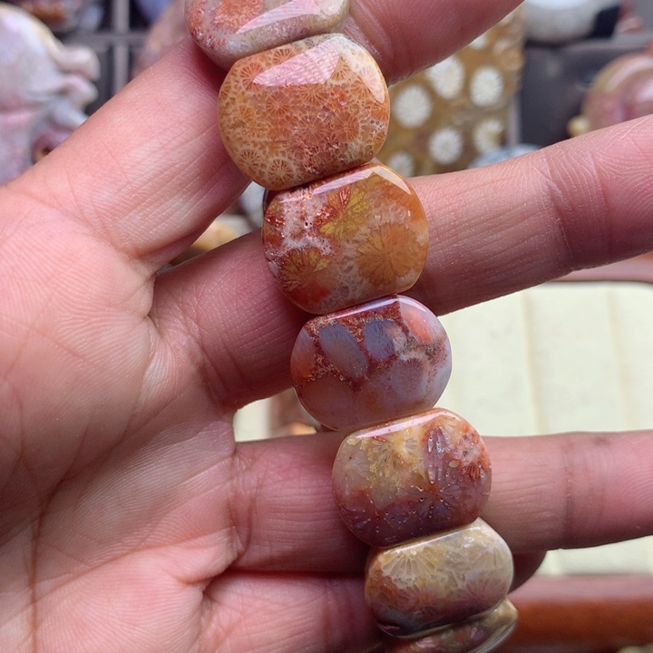 硅化珊瑚（珊瑚玉）颈饰未镶嵌