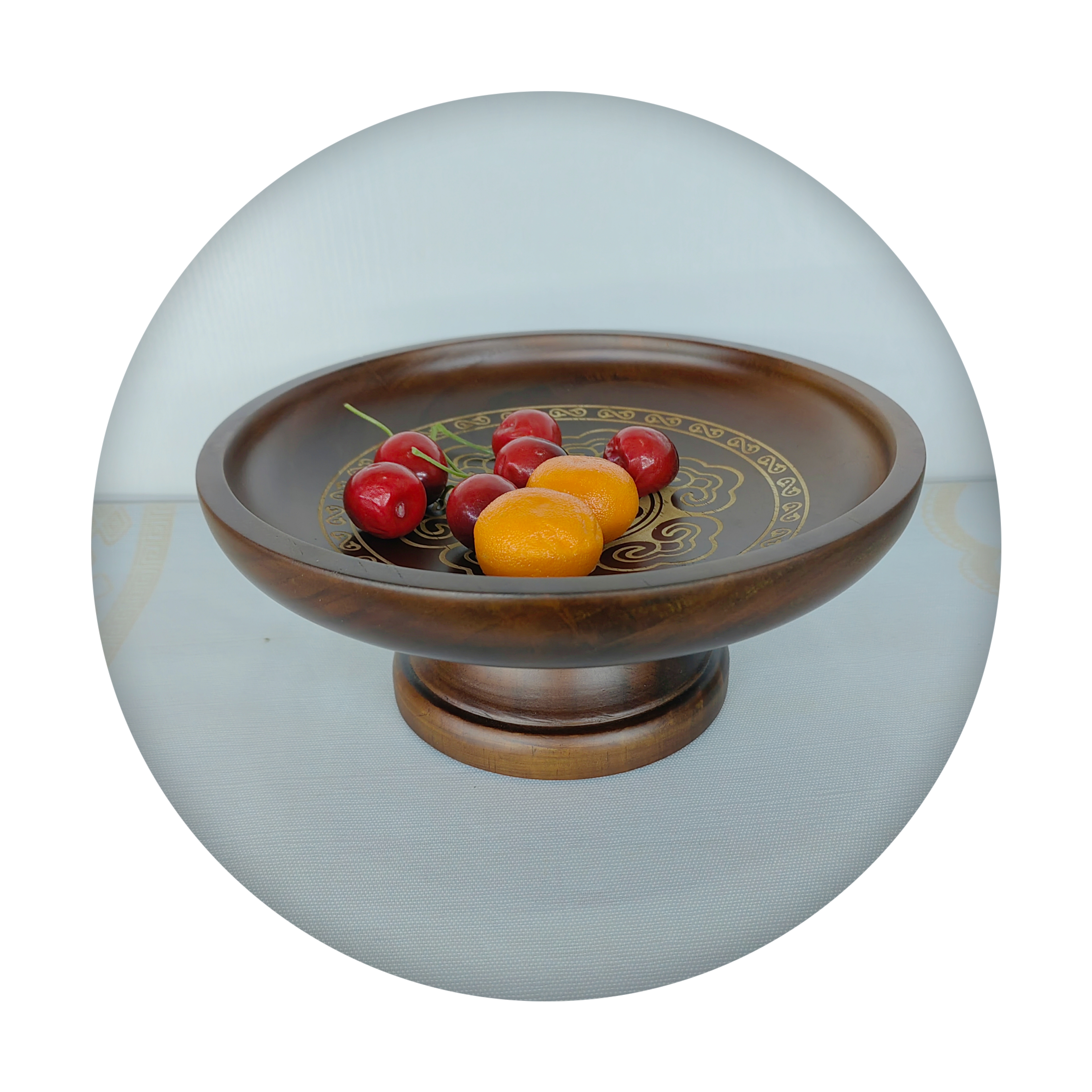 纯实木23*10莲花果盘