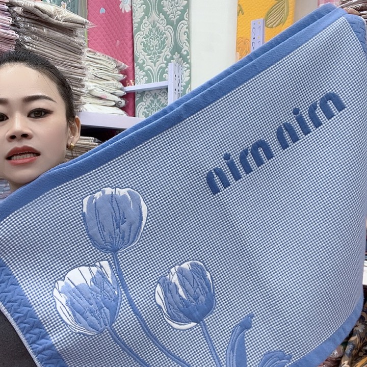 棉蓝色郁金香纯棉