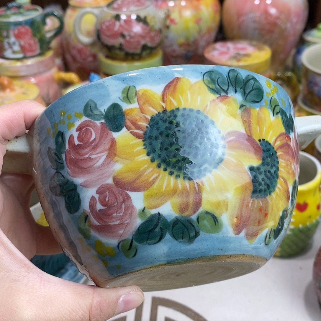 瓷片新年快乐手绘陶瓷