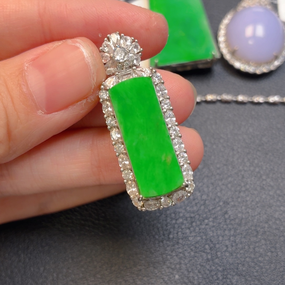 翡翠银S925镶嵌吊坠(不含链)