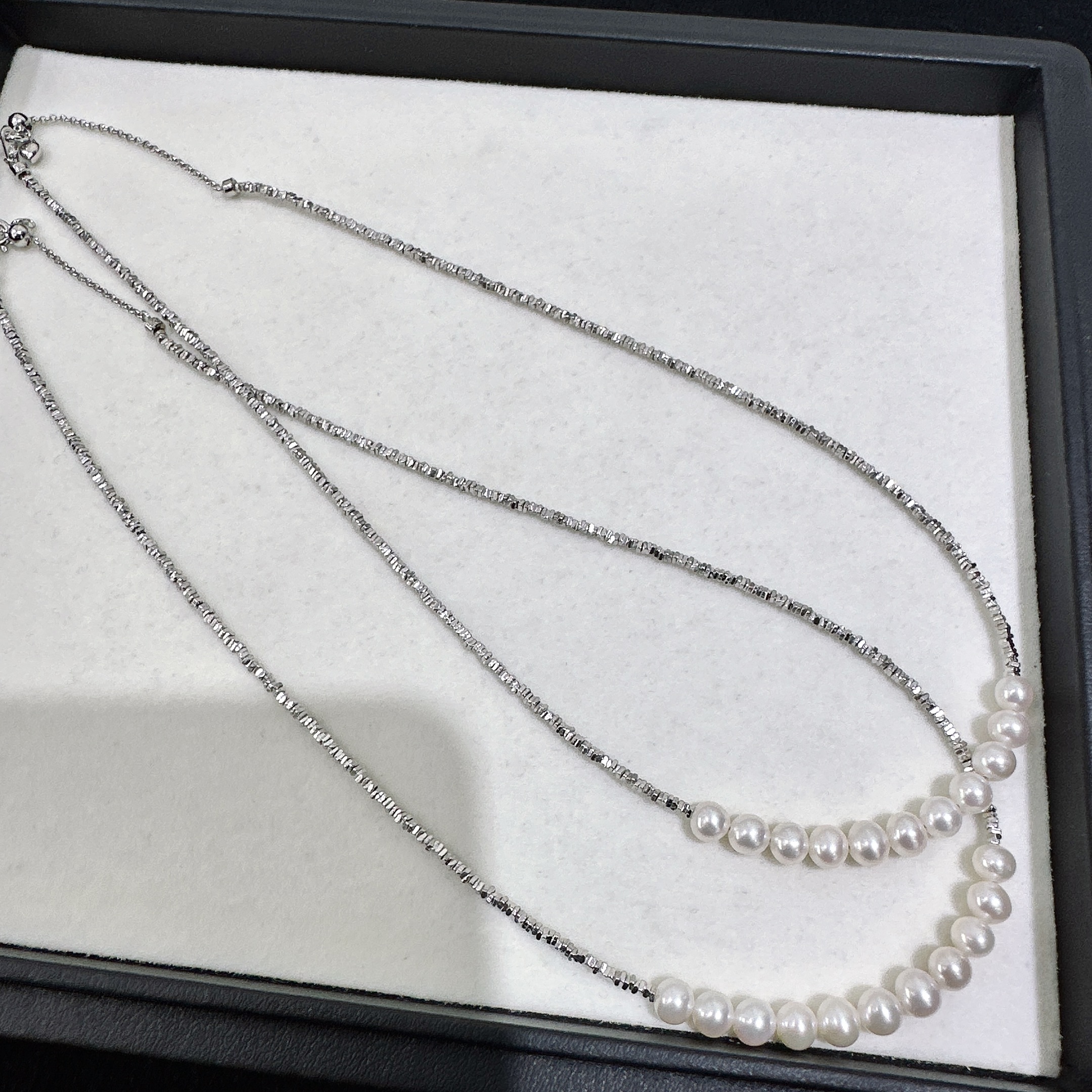 天然珍珠 淡水白珠碎银子项链 S925银 5-6MM 多样性发一 P659