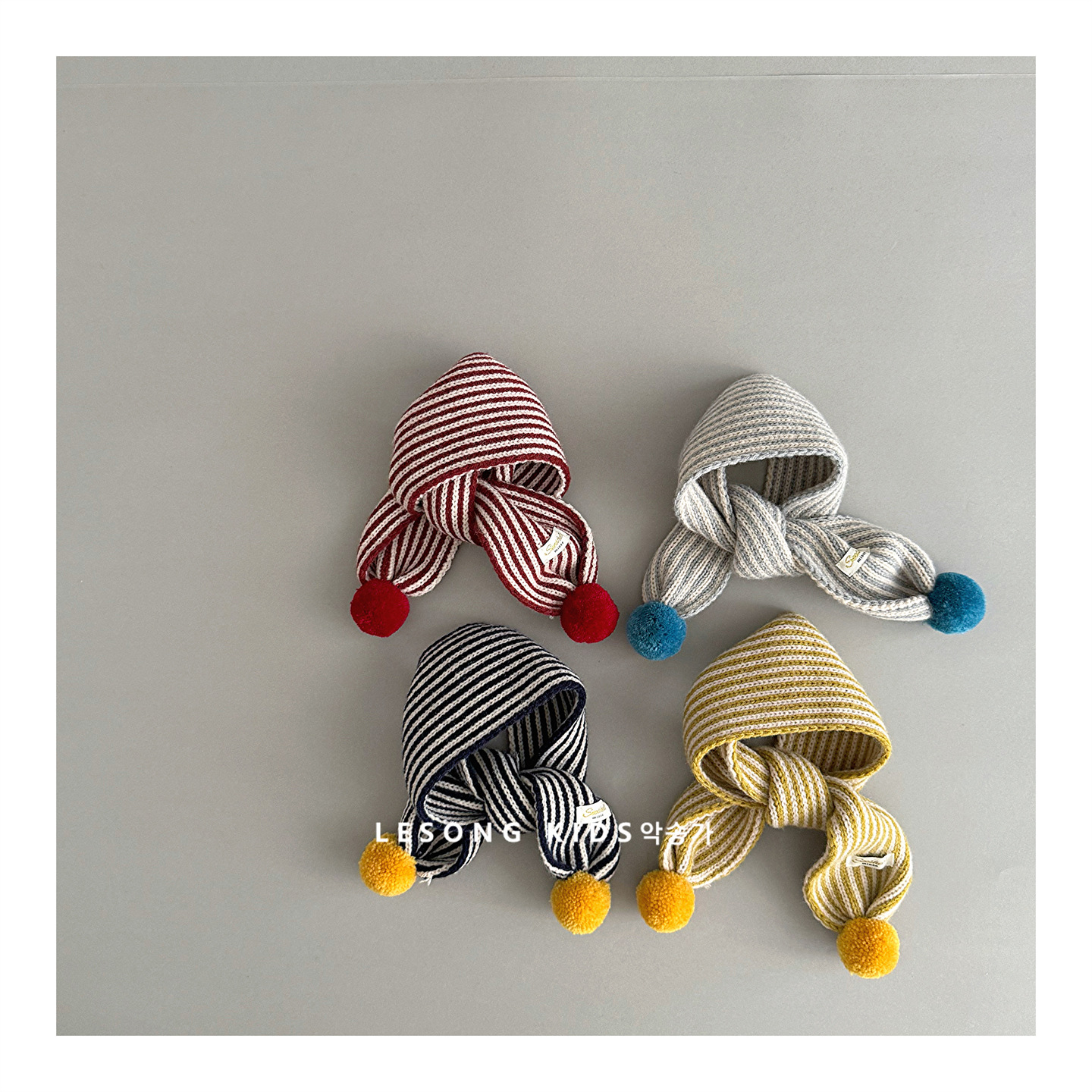 韩版个性条纹儿童围巾秋冬季男女童保暖洋气针织脖套宝宝毛线围脖