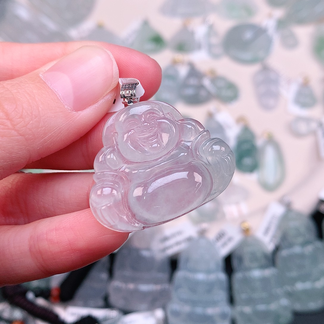 翡翠颈饰18K金镶嵌冰晴大佛