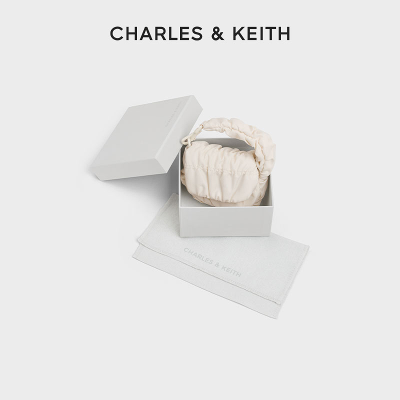 CHARLES & KEITH【商场同款】25新褶皱链条迷你耳机包女40271580-1