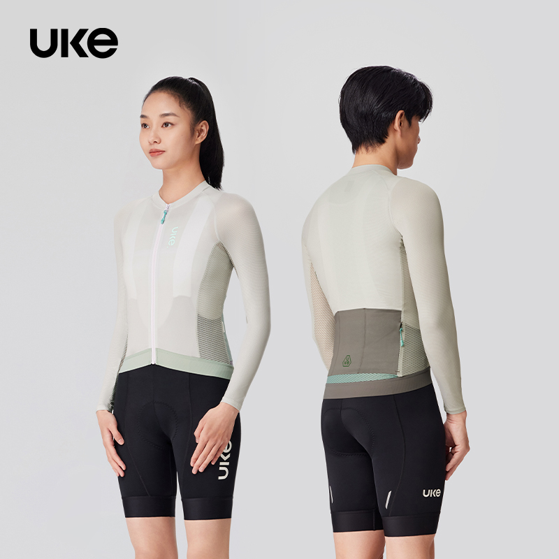 UKE男女长袖竞技骑行服意大利防晒环保透气速干紧身 青嶂/云毓