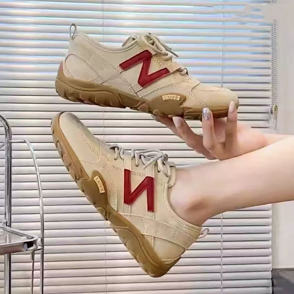 C4741 杏色  夏季时尚系带厚底休闲运动鞋