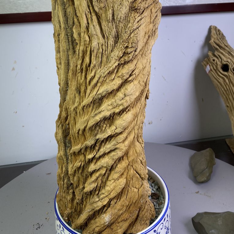 诧寂风落地株木风水柱工艺品褶皱原皮纹理清晰石化好