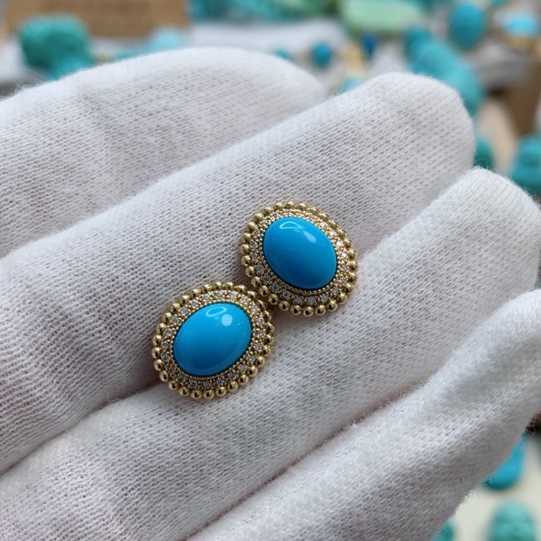 绿松石珠宝奇石18K金镶嵌