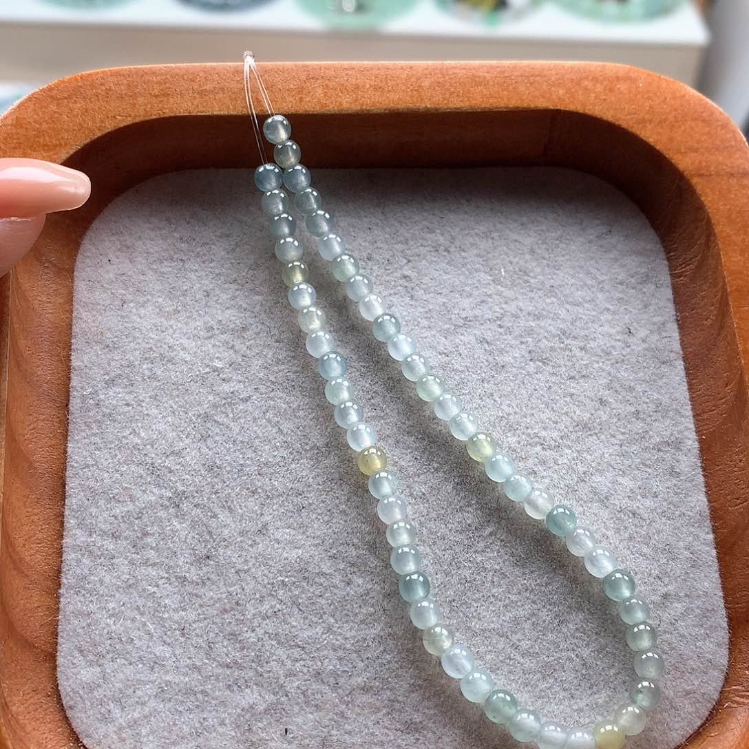 翡翠未镶嵌手串马卡龙3.5