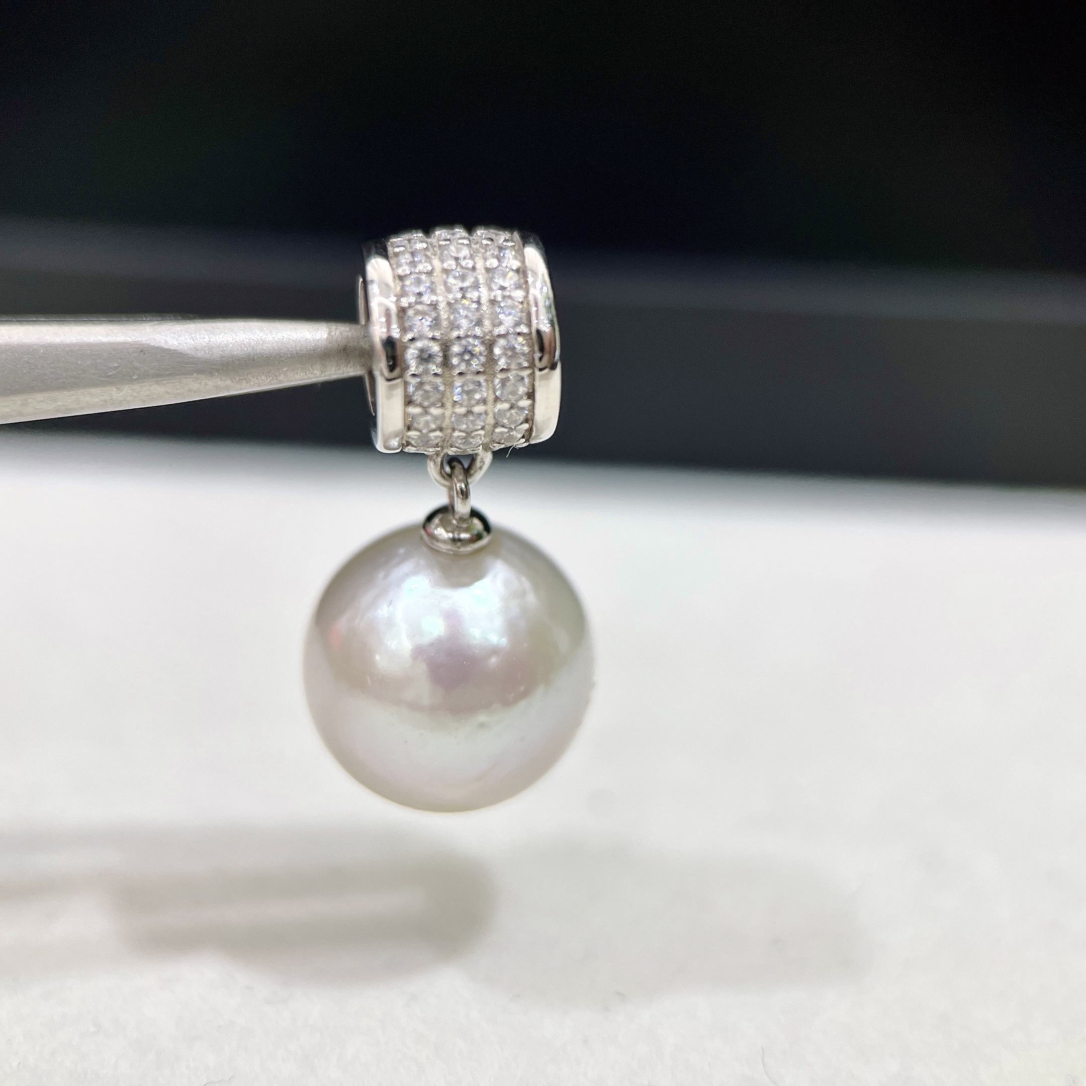 天然珍珠 淡水白珠设计款吊坠 S925银 12-13MM R056