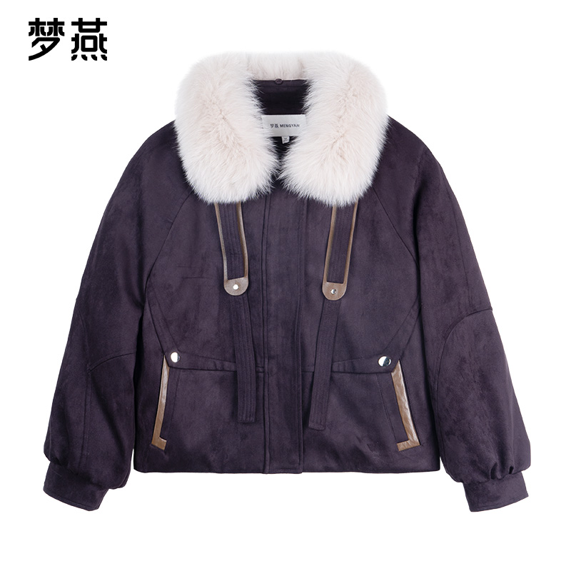梦燕秋冬女狐狸毛皮保暖舒适时尚耐穿翻领派克羽绒服1CY13B5023J