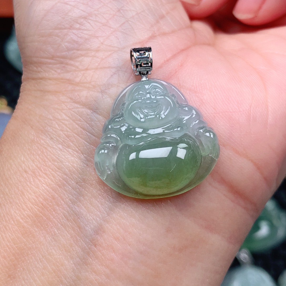 翡翠吊坠(不含链)18K金镶嵌