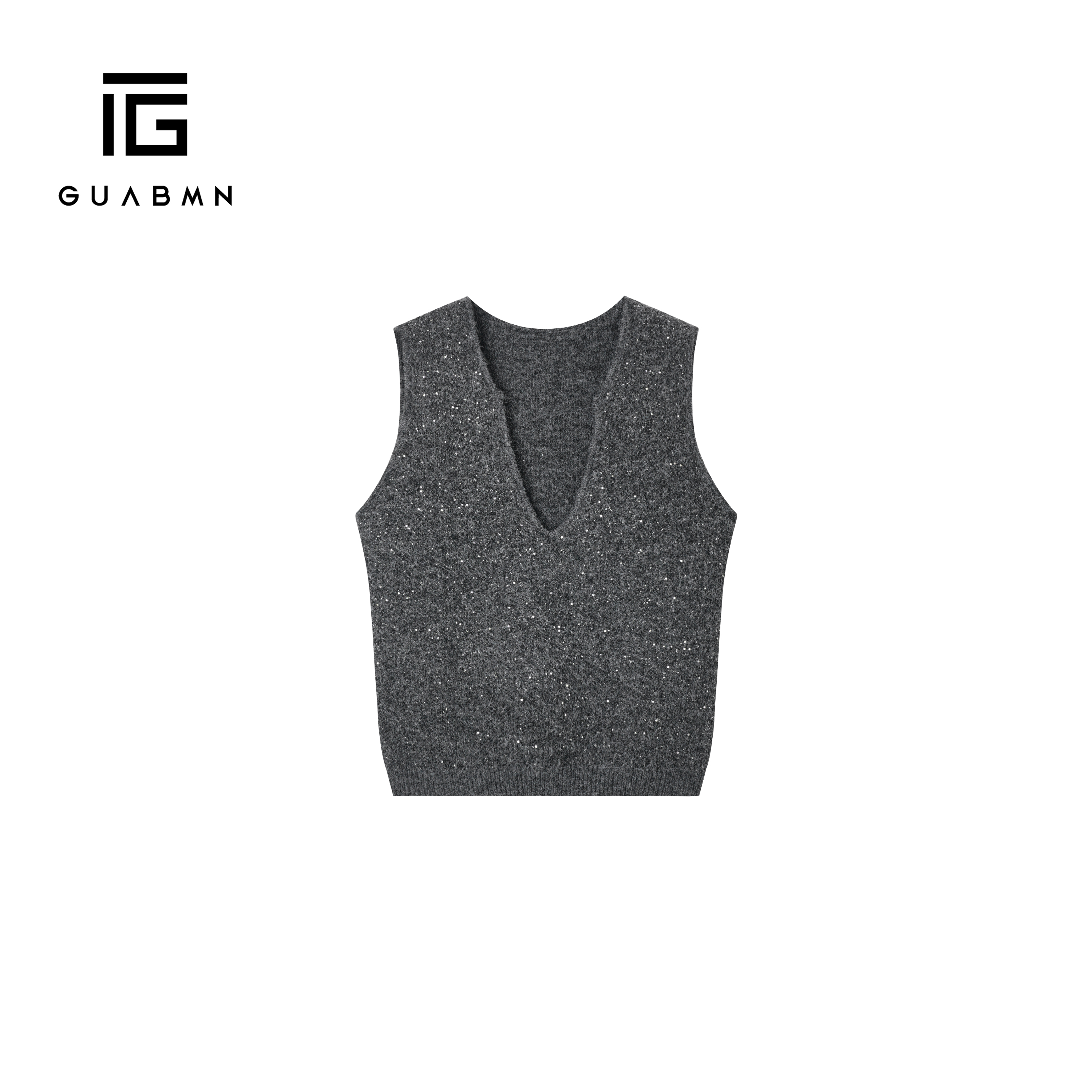 GUABMN2025秋季新款亮片马甲背心叠穿上衣毛衣针织衫5863