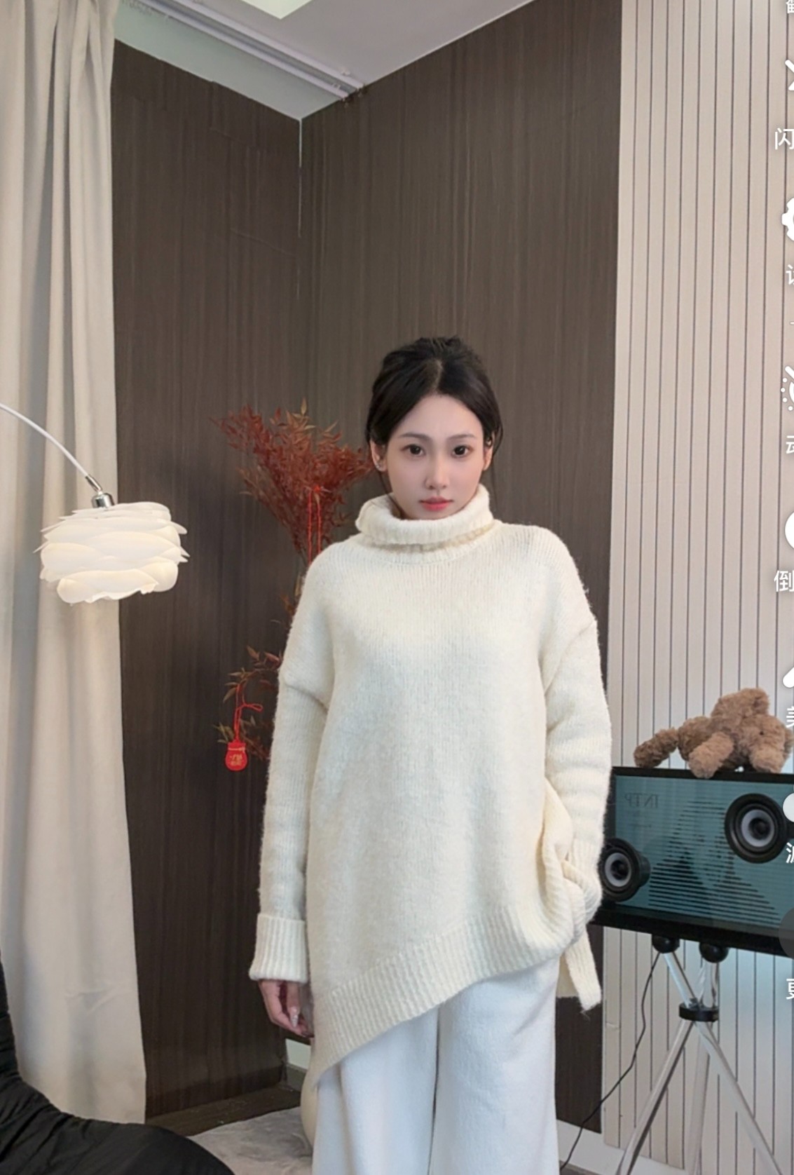 高领毛衣女春软糯慵懒内搭高级感超好针织衫上衣纯色毛衫