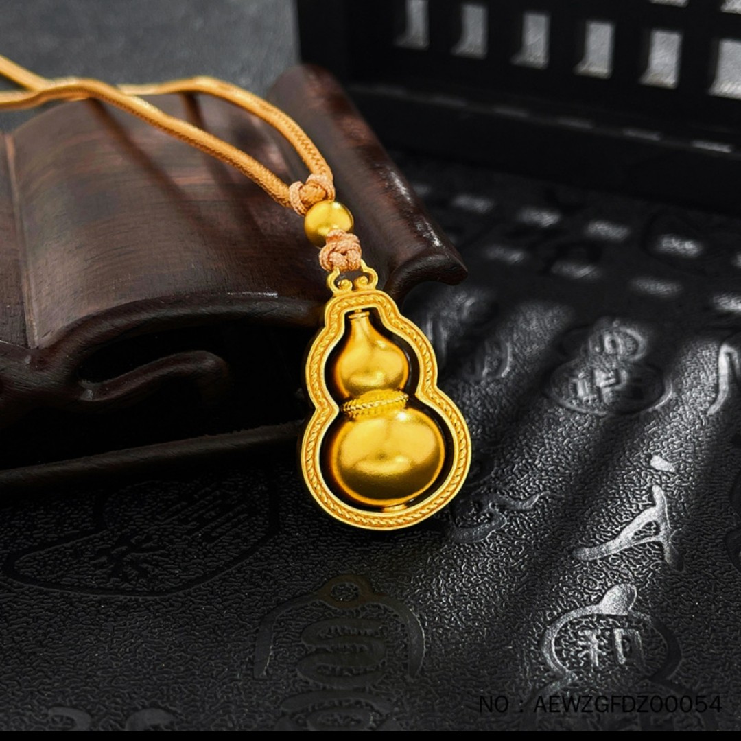 点哥黄金珠宝甄选足金古法 可转动葫芦吊坠