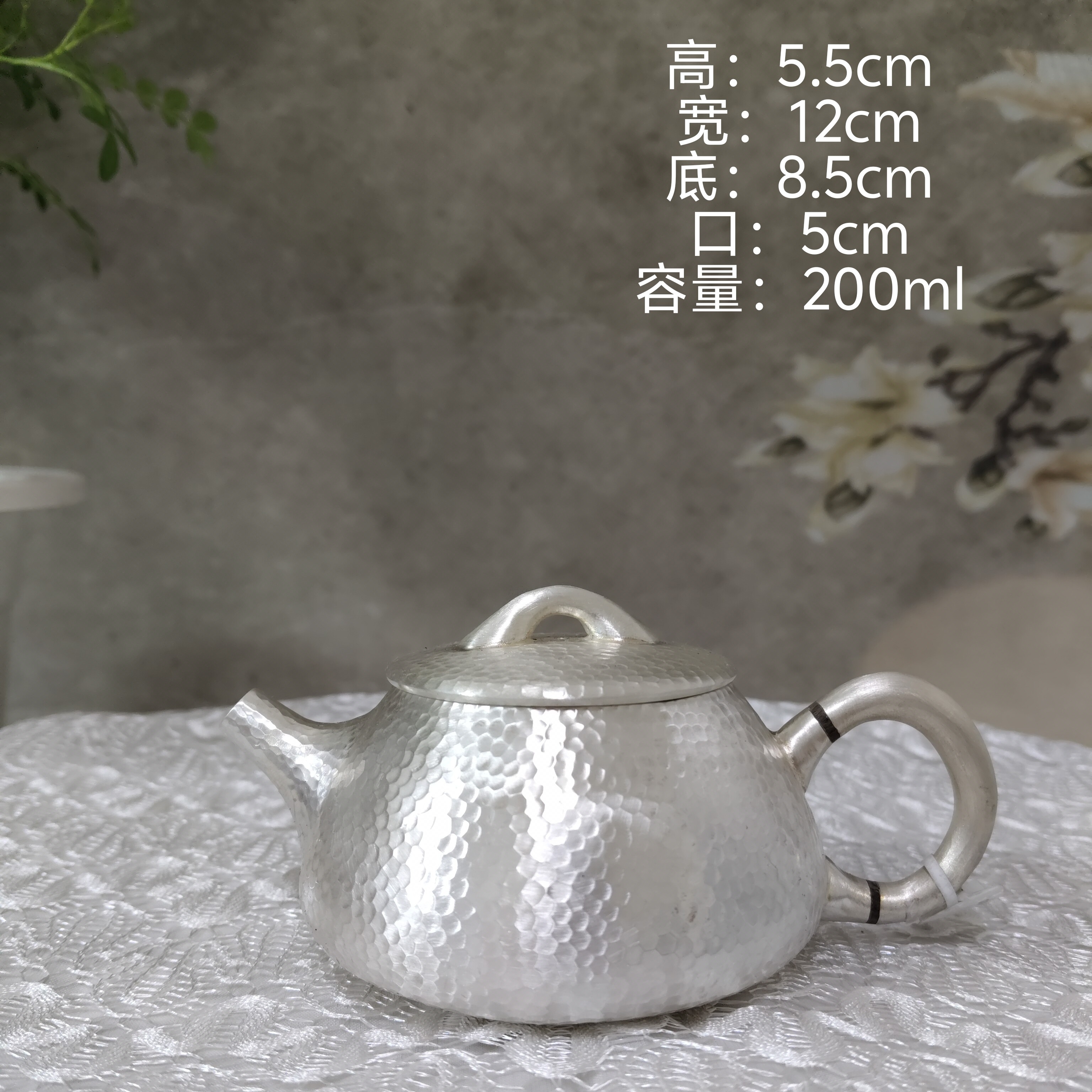 足银999纯手工家用泡壶石瓢壶