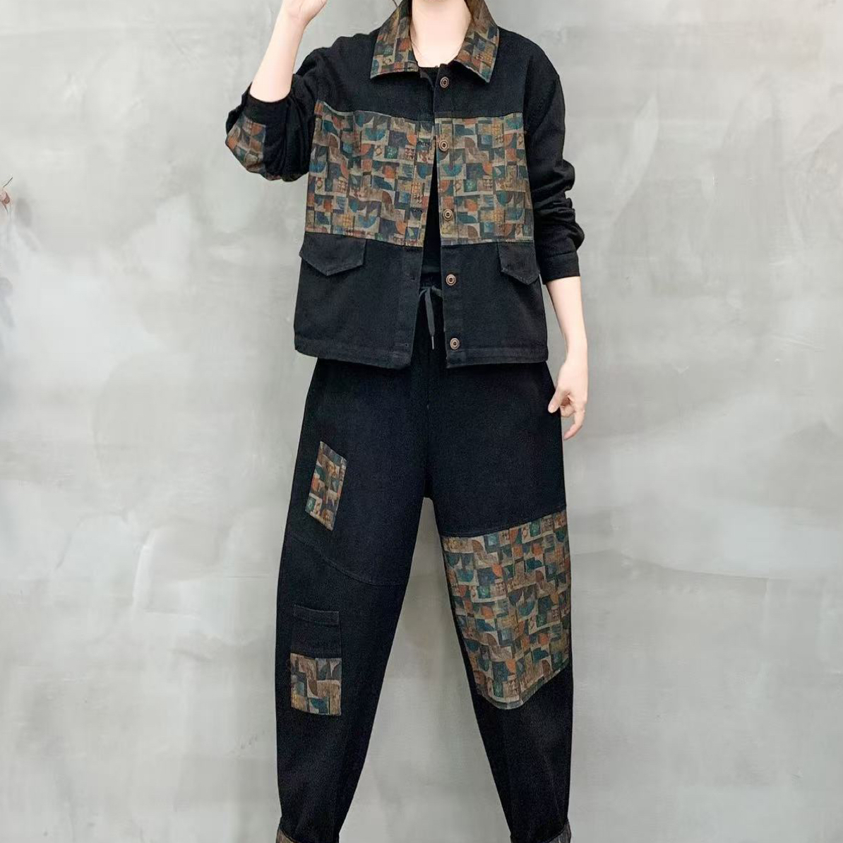 秋季爆款上衣+裤子牛仔套装