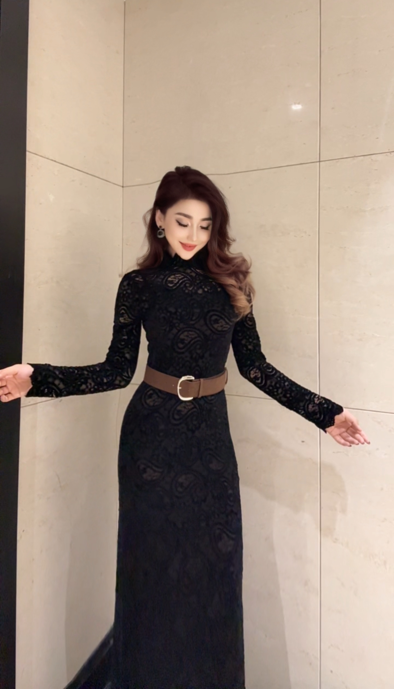 9908【雪尼尔提花面料稍有浮毛属正常】腰果花时尚气质女装连衣裙