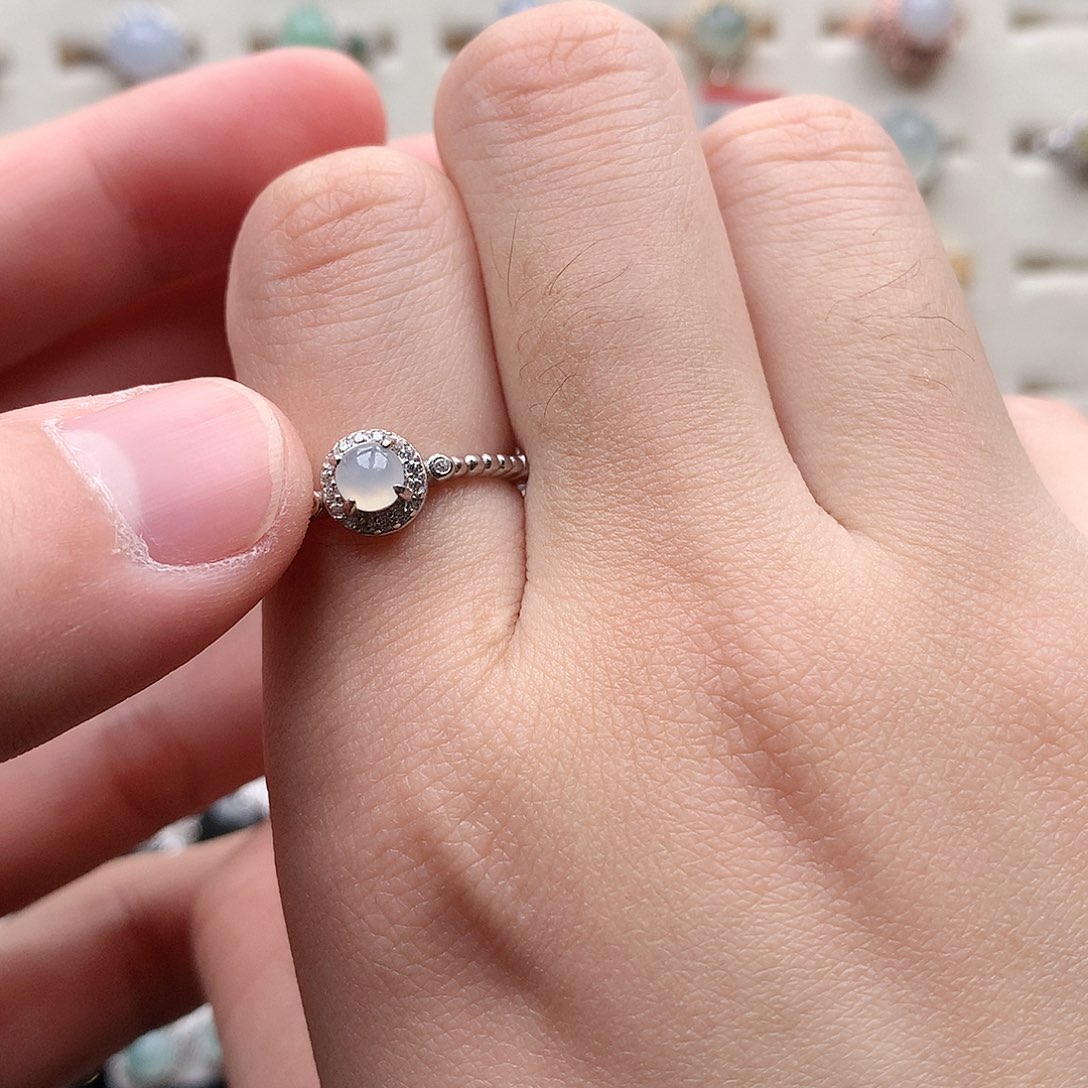 翡翠戒指银S925镶嵌0161