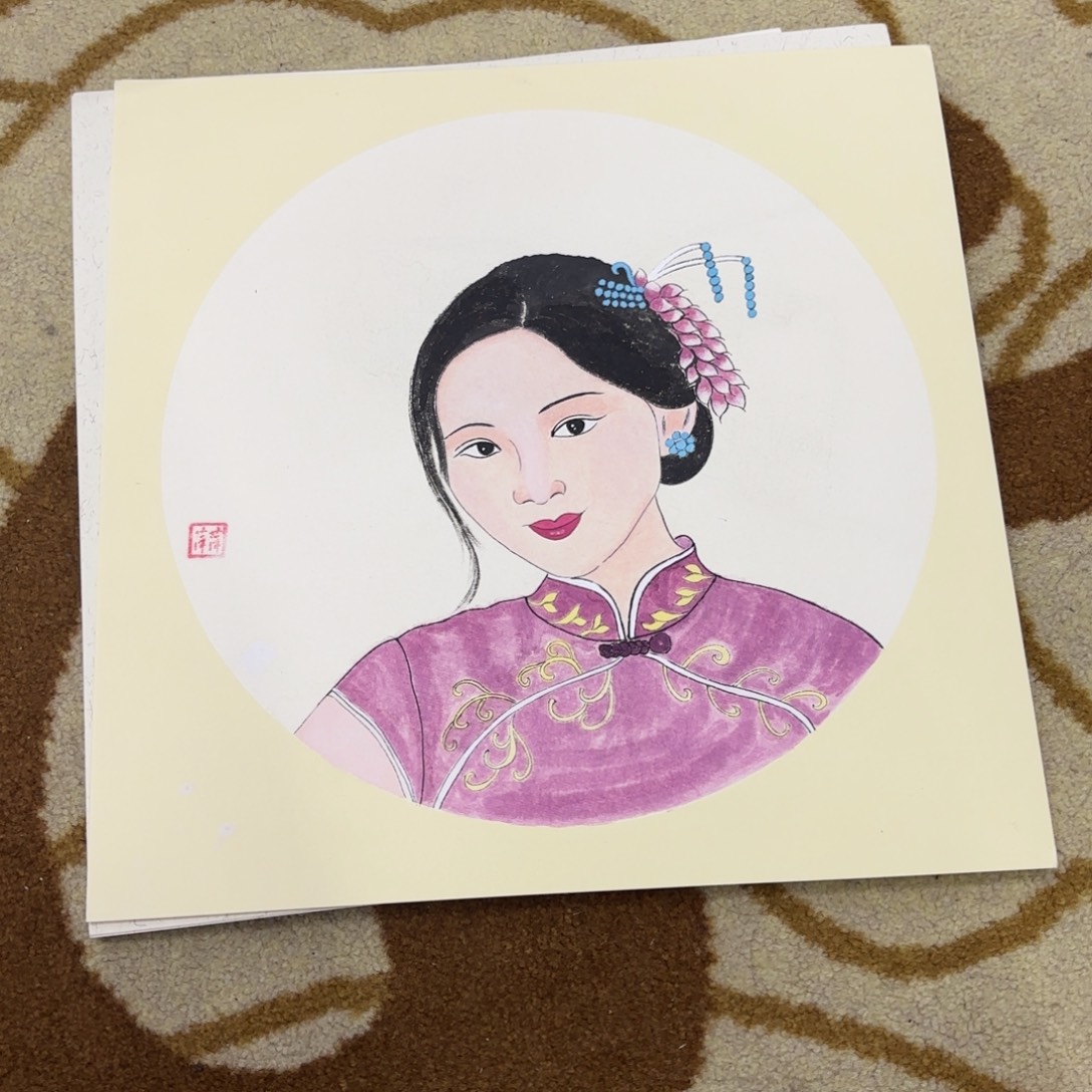 国画萍萍卡纸作品童