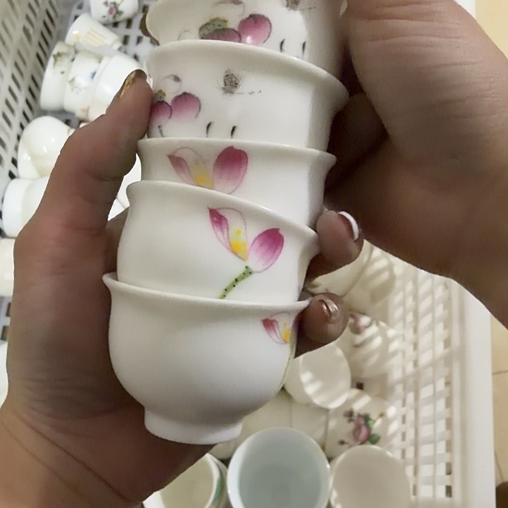 孤品高端羊脂玉系列茶杯六个一组主