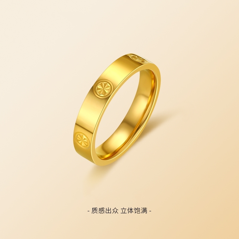 足银戒指 宽卡家同款钻纹戒指简约素圈光面指环时尚情侣百搭对戒